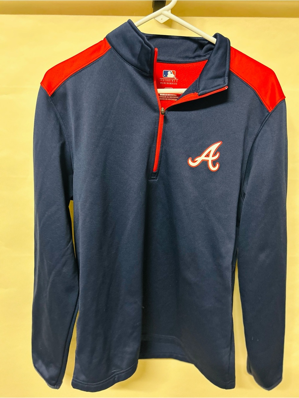 Genuine Merchandise Atlanta Braves Navy and Red Quarter-Zip Performance Jacket